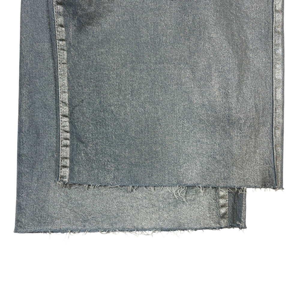 Coated Metallic Wide-Leg Baggy Jeans Sz 6R Raw Hem Cutoffs Gaucho Culottes Boho - Picture 8 of 10